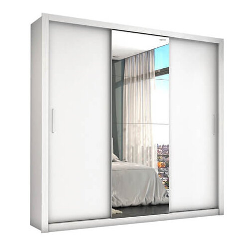 Roupeiro 3 Portas com Espelho Master Branco Carioca