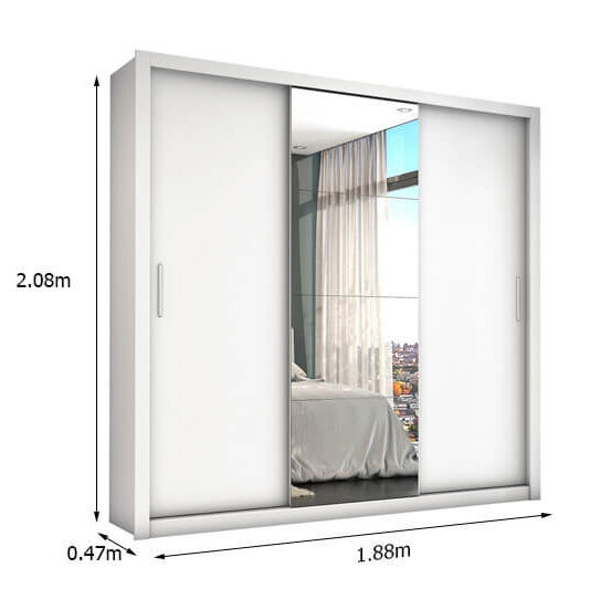 Alternative view of Roupeiro 3 Portas com Espelho Master Branco Carioca