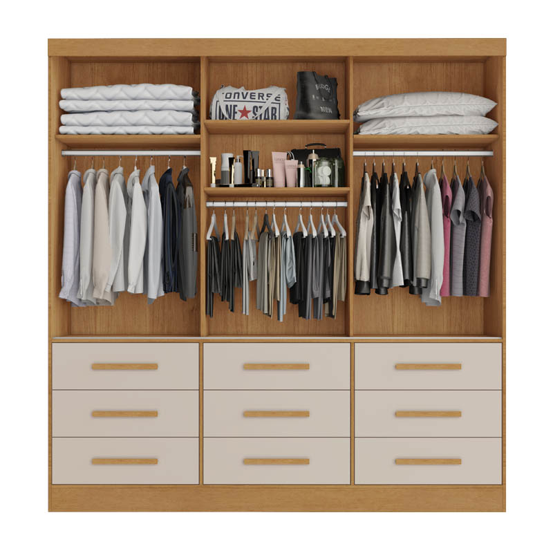 Roupeiro 3 Portas Turim Nature/Off White Larg. 2.11m Bianchi - Imagem 2