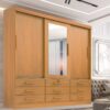 Roupeiro Meridian Plus 3 Portas 9 Gavetas Cinamomo Larg. 2.00m D'Doro