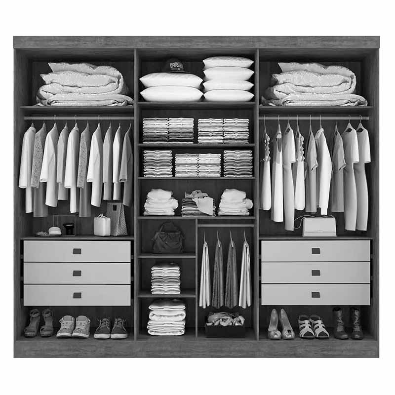 Roupeiro Da Vinci Plus 6 portas 6 Gavetas Branco 100% Larg. 2.75m D Doro - Imagem 2