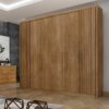 Roupeiro Santoro 6 Portas C/Detalhe Ripado 100% MDF Larg. 2.43m Cumaru -Novo Horizonte
