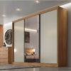 Roupeiro 3 Pts 8 Gav. Diamond Plus c/Espelho 100% MDF Cumaru/Fendi Larg. 2.41m Novo Horizonte