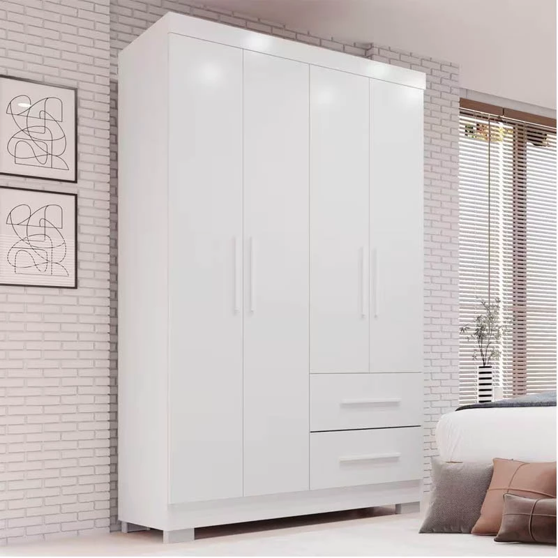 Roupeiro 4 portas Estrela Larg. 1.00m Branco Com Pés Sallêto - Imagem 3