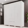 Roupeiro Estrela 6 Portas 2 Gavetas Branco Larg. 1.50m Sallêto Pés Grátis