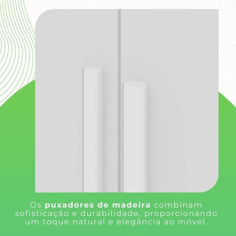 Roupeiro Estrela 6 Portas 2 Gavetas Branco Larg. 1.50m Sallêto Pés Grátis - Imagem 5
