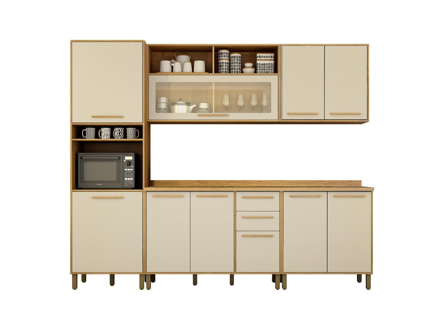 Cozinha Completa Salvador 5 peças Larg. 2.65m Cinamomo/Off White - Imagem 9