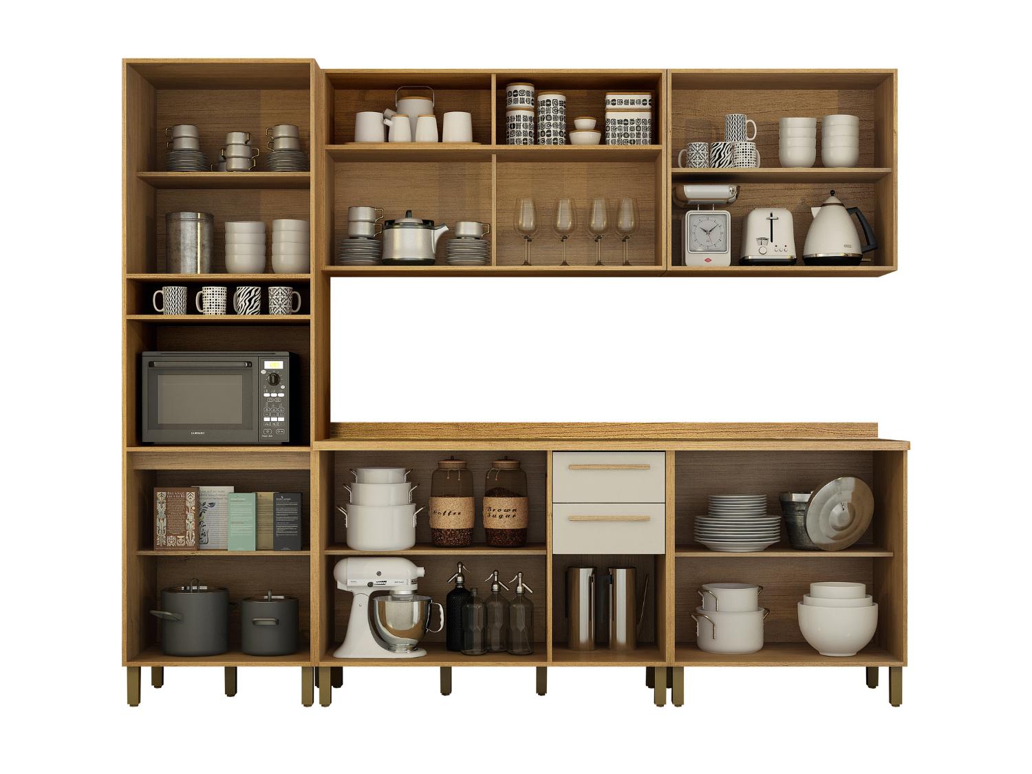 Cozinha Completa Salvador 5 peças Larg. 2.65m Cinamomo/Off White - Imagem 2