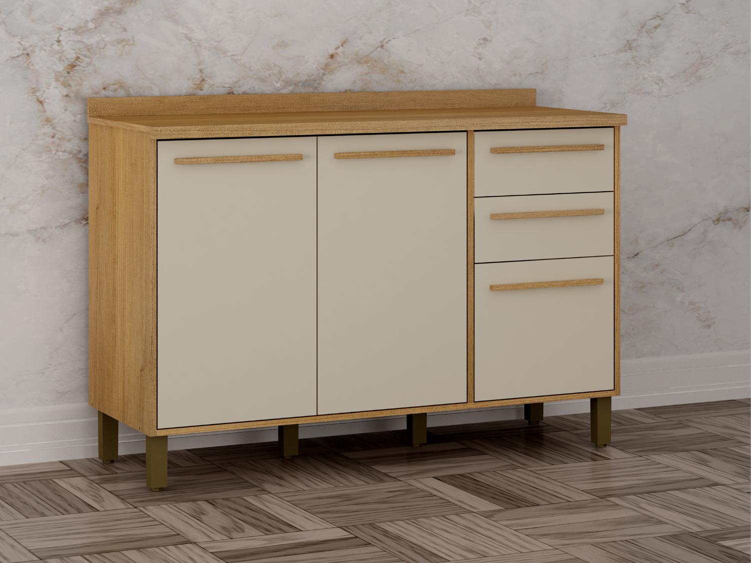 Cozinha Completa Salvador 5 peças Larg. 2.65m Cinamomo/Off White - Imagem 7