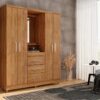 Guarda Roupa Capelinha Lyon 4 portas com espelho Larg. 1.50m Cedro