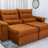 Sofá Retrátil Reclinável 2.00m Emanuelly Veludo Terracota - D28 Soft