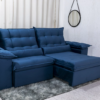 Sofá Retrátil Reclinável 2.00m Emanuelly Veludo Azul 03 - D28 Soft