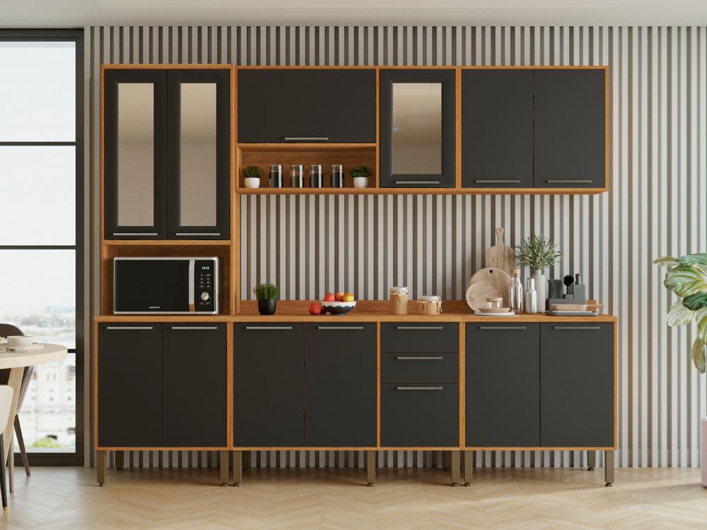 Cozinha Completa Paris 5 peças Cinamomo/Grafite