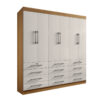 Roupeiro Mônaco 06 Portas 12 Gavetas Largura 2.40m Cinamomo/Off  D'Doro
