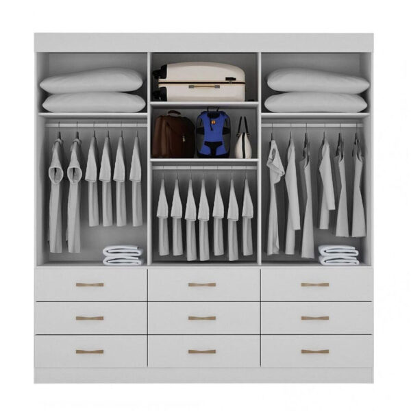 Alternative view of Roupeiro 3 Portas Turim Branco Larg. 2.11m Bianchi