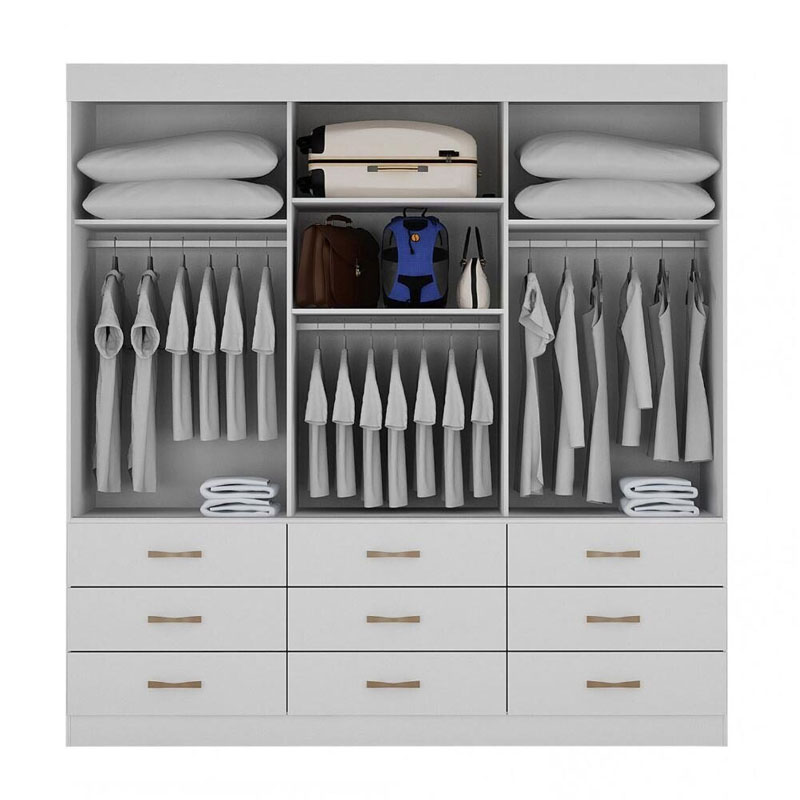 Roupeiro 3 Portas Turim Branco Larg. 2.11m Bianchi - Imagem 2