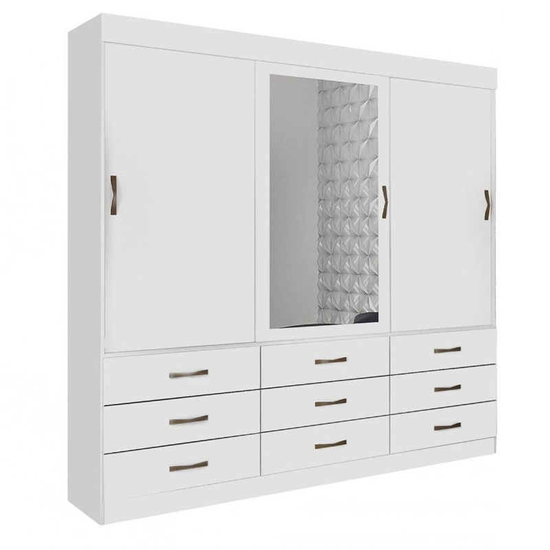 Roupeiro 3 Portas Turim Branco Larg. 2.11m Bianchi - Imagem 4