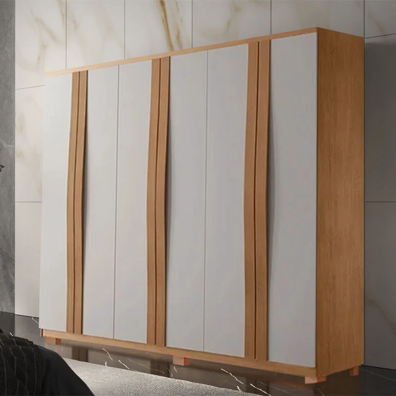 Roupeiro Grécia 6 Portas 100% MDF c/Pés Larg. 1.80m Nature/Off White Rufato