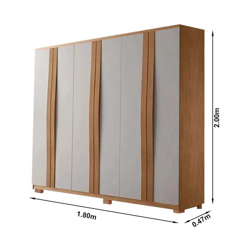 Roupeiro Grécia 6 Portas 100% MDF c/Pés Larg. 1.80m Nature/Off White Rufato - Imagem 2