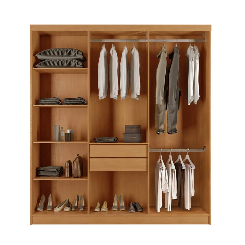 Roupeiro Grécia 6 Portas 100% MDF c/Pés Larg. 1.80m Nature/Off White Rufato - Imagem 3