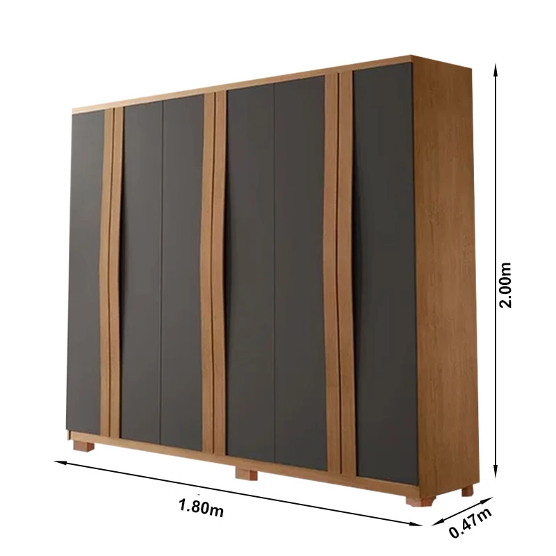 Roupeiro Grécia 6 Portas 100% MDF c/Pés Larg. 1.80m Nature/Grafite Rufato