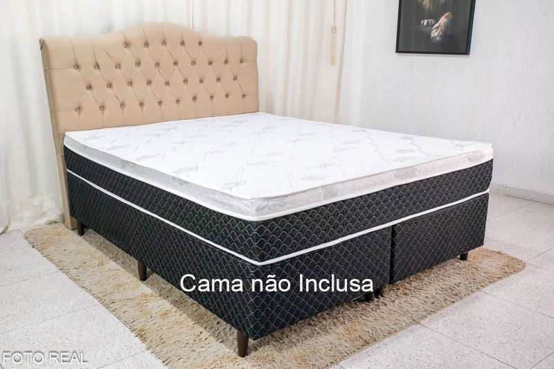 Cabeceira Casal Berlim Veludo Bege Larg. 1.40m