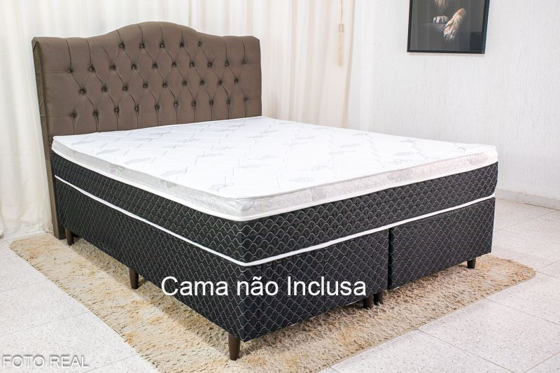 Cabeceira Casal Berlim Veludo Marrom Larg. 1.40m