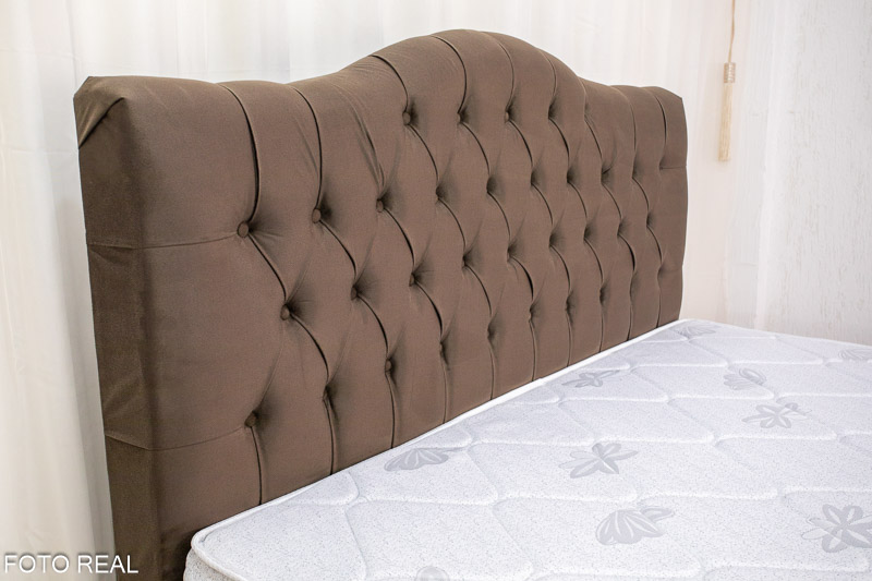 Cabeceira Casal Berlim Veludo Marrom Larg. 1.40m - Imagem 2