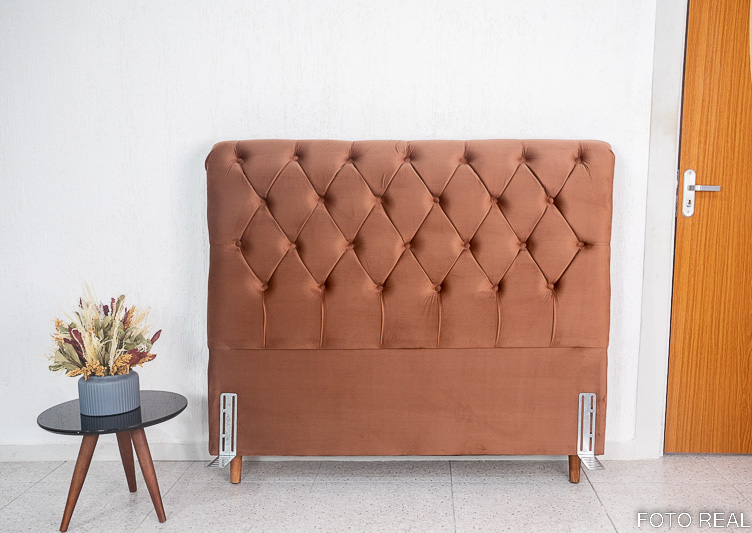 Cabeceira Casal Lavínia Veludo Terracota - Largura 1.40m