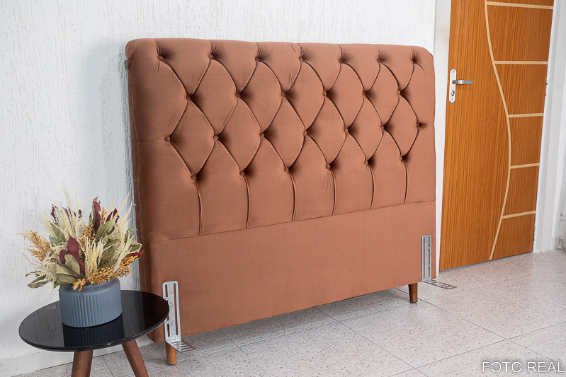 Cabeceira Casal Lavínia Veludo Terracota - Largura 1.40m - Imagem 2