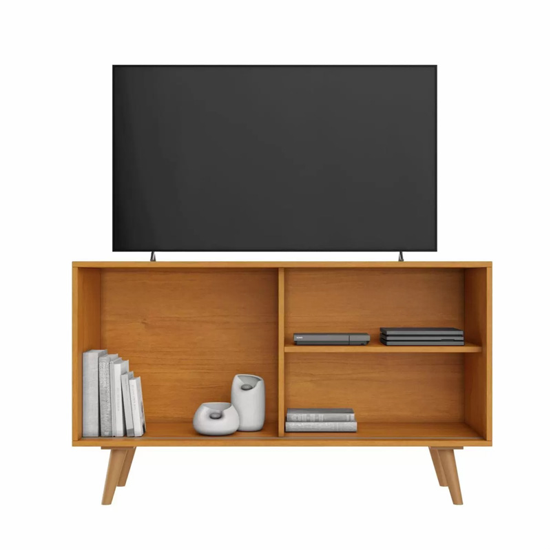 Rack Bancada Carinho Ripado Larg. 1.09m Cinamomo/Preto JCM - Imagem 2