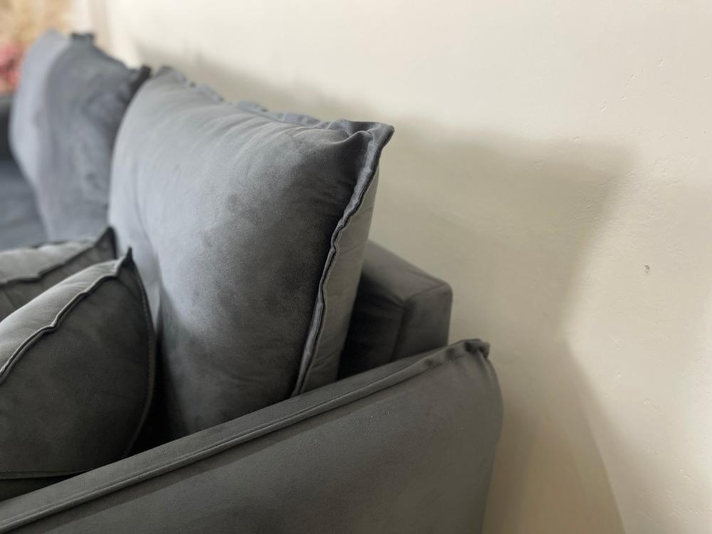 Sofá de Canto Orlando Cinza Veludo - Imagem 6