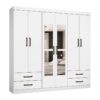 Guarda-Roupa Hércules c/ espelho 6 portas e 4 gavetas – Branco