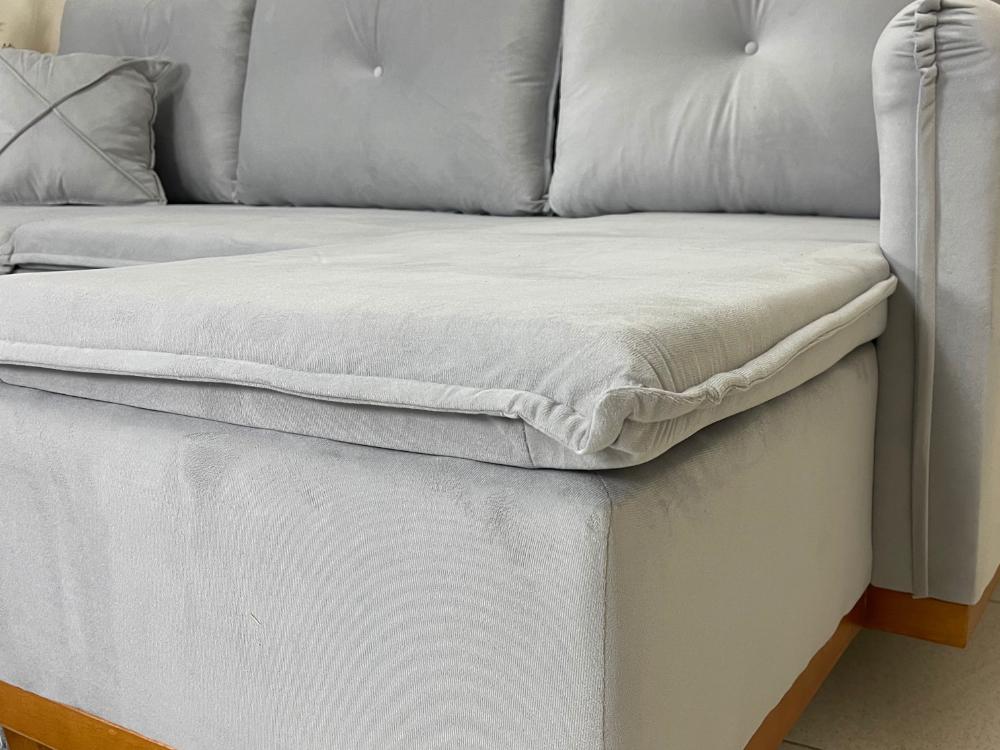 Sofá de Canto Orlando Prata Veludo - Imagem 4