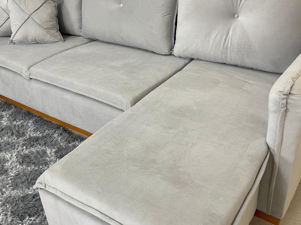 Sofá de Canto Orlando Prata Veludo - Imagem 3
