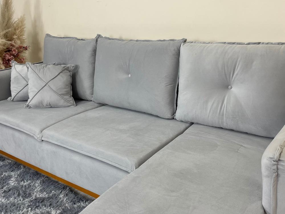 Sofá de Canto Orlando Prata Veludo - Imagem 5