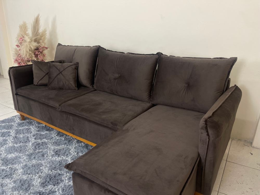 Sofá de Canto Orlando Marrom Veludo - Imagem 3