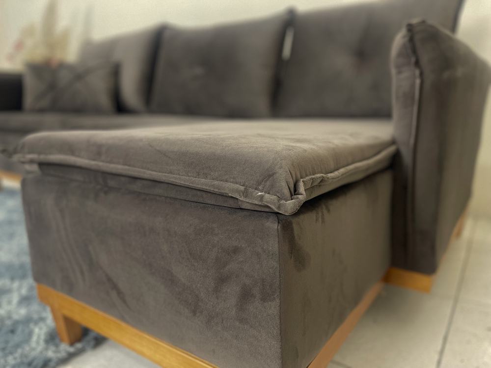 Sofá de Canto Orlando Marrom Veludo - Imagem 5