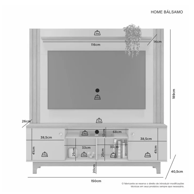 Home Bálsamo Com Detalhe Ripado Larg. 1.50m Cinamomo/Off White JCM - Imagem 6