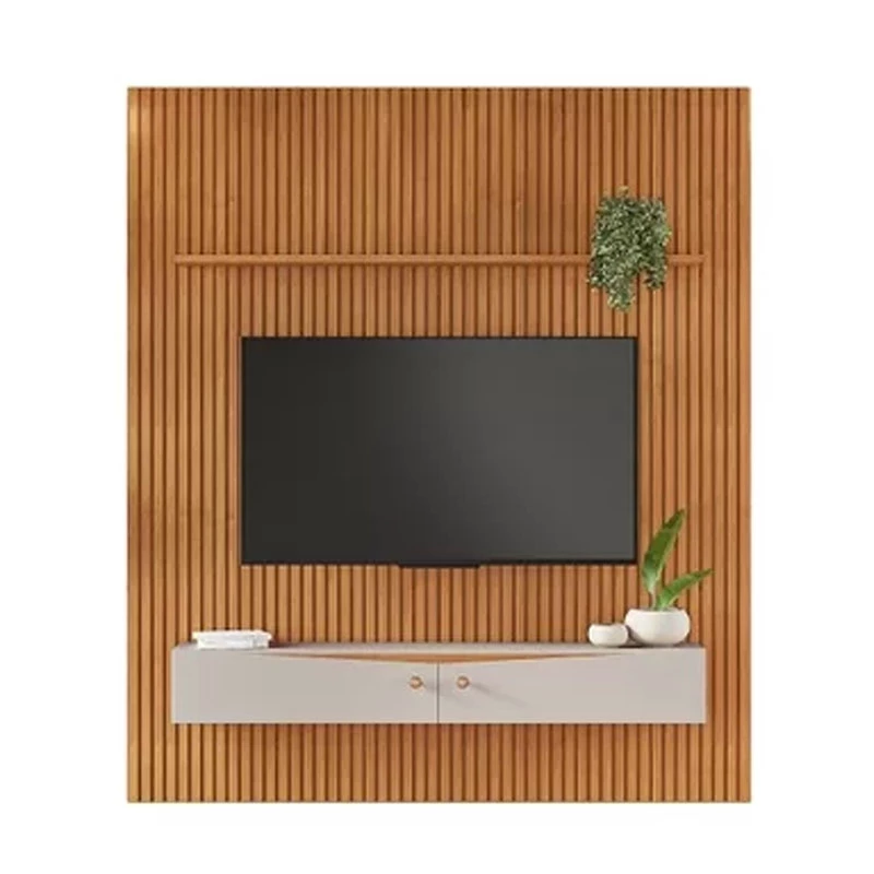 Painel Riso Ripado C/Nicho Larg. 1.82m Cinamomo/Off White JCM - Imagem 3