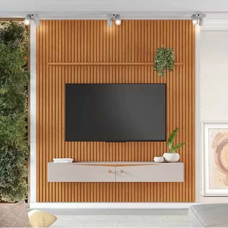 Painel Riso Ripado C/Nicho Larg. 1.82m Cinamomo/Off White JCM