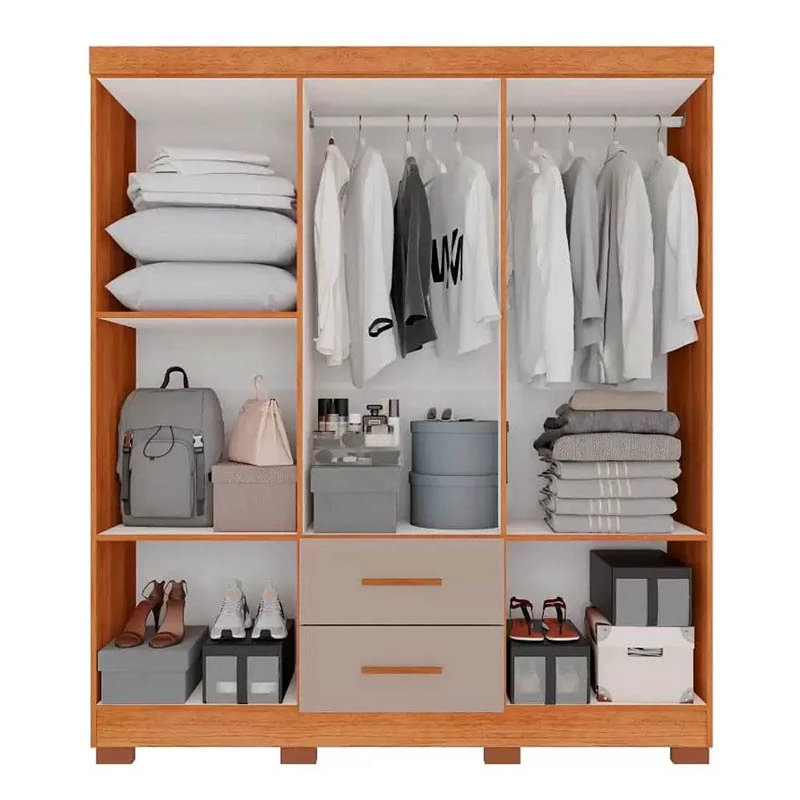 Roupeiro Estrela 6 Portas 2 Gavetas Cinamomo/Off White Larg. 1.50m Sallêto Pés Grátis - Imagem 3