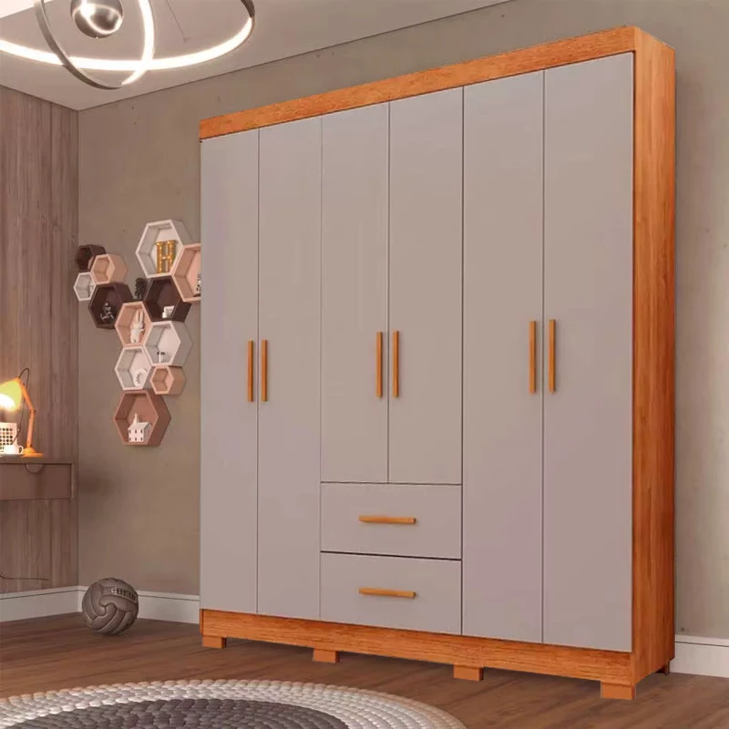 Roupeiro Estrela 6 Portas 2 Gavetas Cinamomo/Off White Larg. 1.50m Sallêto Pés Grátis - Imagem 5