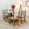 Mesa de Jantar Magic 120x80 Mel/Blonde Tampo Off 4 cadeiras Sol Assento veludo Marfim