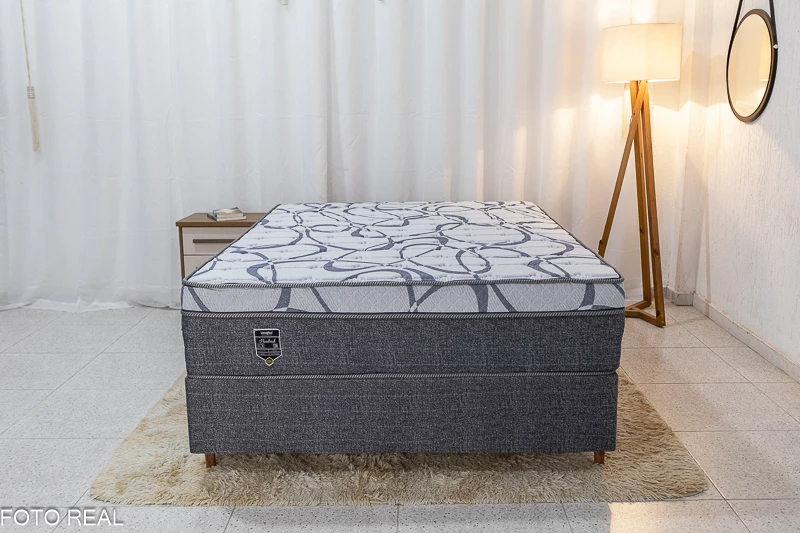 Box Madrid Cinza + Colchão Casal Madrid Euro Molas Ensacadas 138x188x70 Umaflex - Imagem 2