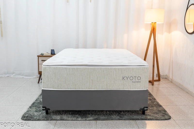 Base Box Casal Veludo Cinza + Colchão Casal Kyoto 138x188x70 Portobel - Imagem 2