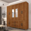 Roupeiro 10 Portas New Parma C/Espelho Larg. 2.06m Cinamomo Com Pés Sallêto