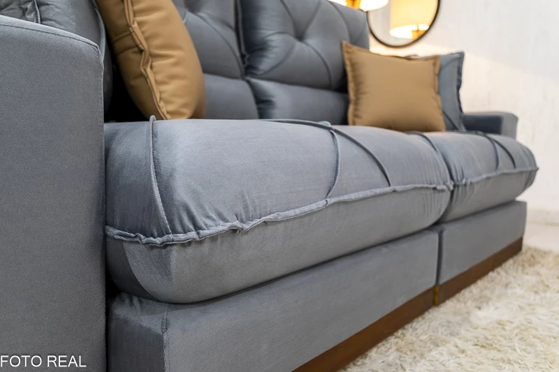 Sofá Retrátil Reclinável 2.30m Gran Bello Veludo Cinza - D33 e Molas Ensacadas - Imagem 4