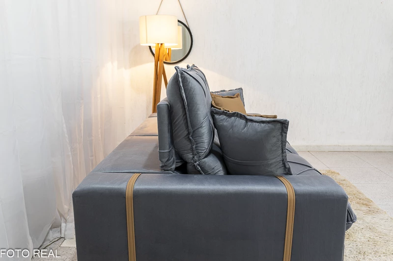 Sofá Retrátil Reclinável 2.30m Gran Bello Veludo Cinza - D33 e Molas Ensacadas - Imagem 6