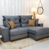 Sofá Retrátil Reclinável 2.50m Gran Bello Veludo Cinza - D33 e Molas Ensacadas